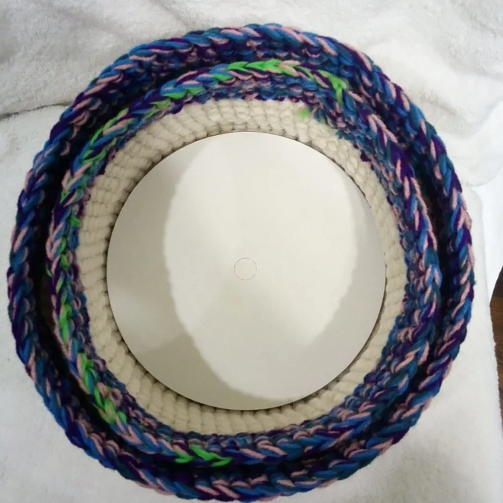 Hand Crafted Farmhouse Basket Hand Crochet Storage Nesting Planter Essential